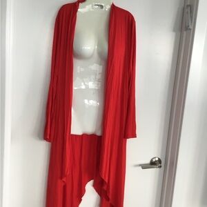 Vibrant Red Open Front Cardigan